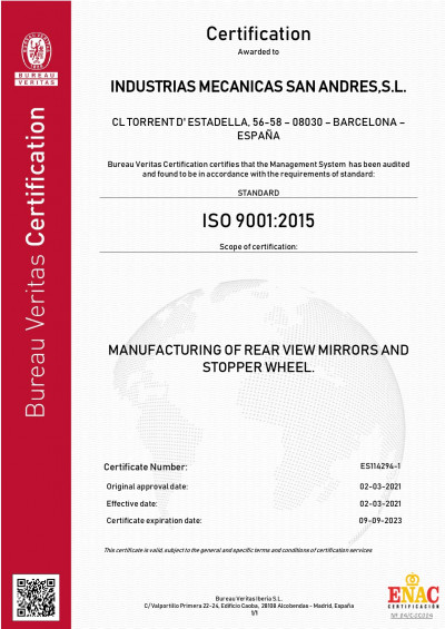Actualizacion certificado ISO 9001:2015